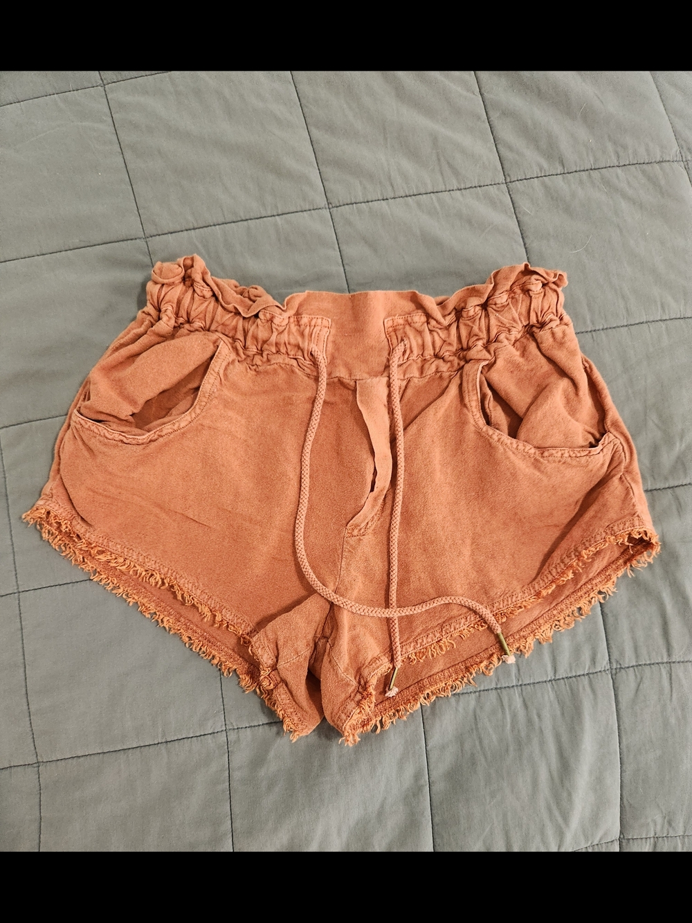 YFB Paperbag Drawstring Shorts in Rust Orange
